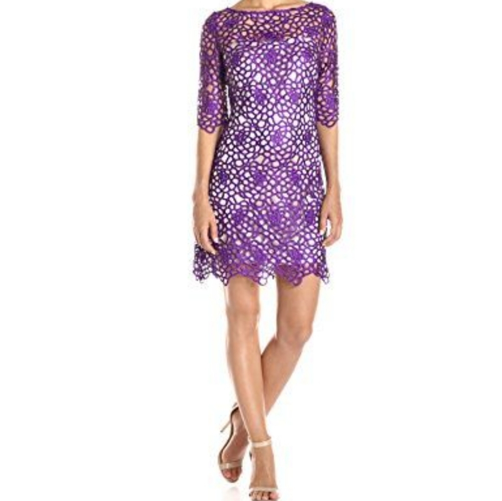 Purple Lace Sheath Dress